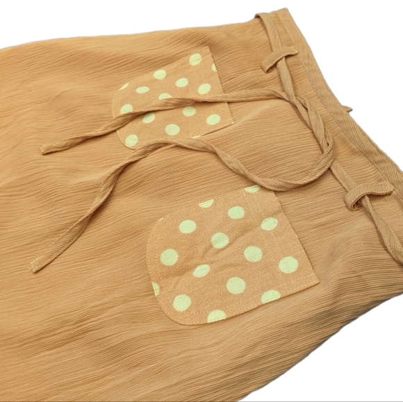 Vintage 70s 80s Cottagecore Apron Style Mauve Pink Crinkle Skirt XXS/XS - Picture 6 of 7